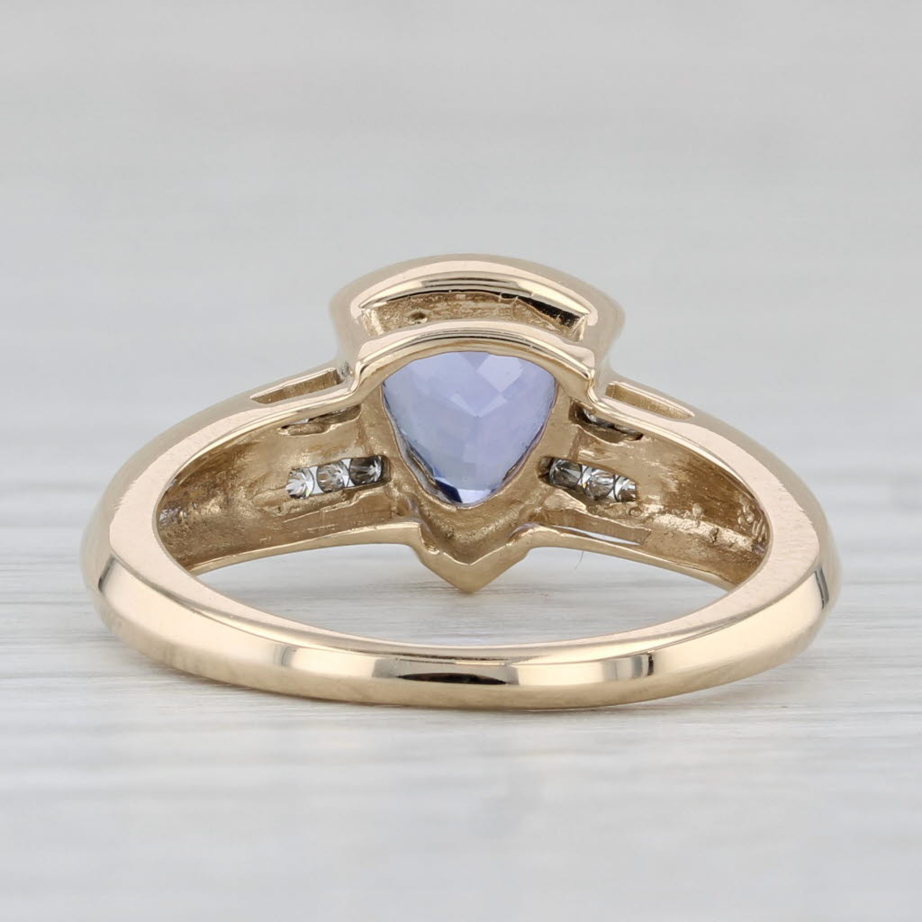 Gray 1.03ctw Trillion Tanzanite Diamond Ring 14k Yellow Gold Size 6.25