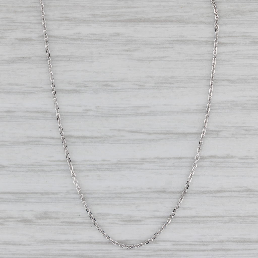 Gray New Cable Chain Necklace 10k White Gold 16" 1.1mm