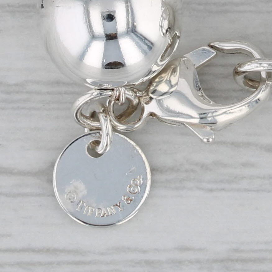 Gray Tiffany & Co Bead Bracelet w/ Pouch Sterling Silver 6.5" 9.7mm