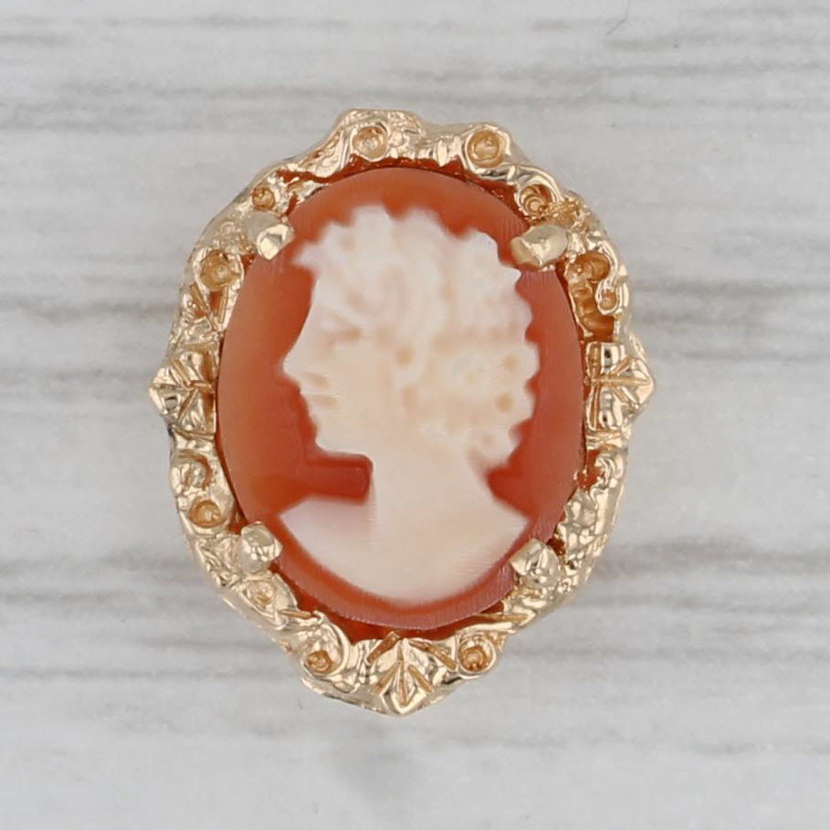 Gray Carved Shell Cameo Slide Bracelet Charm 14k Yellow Gold Richard Glatter