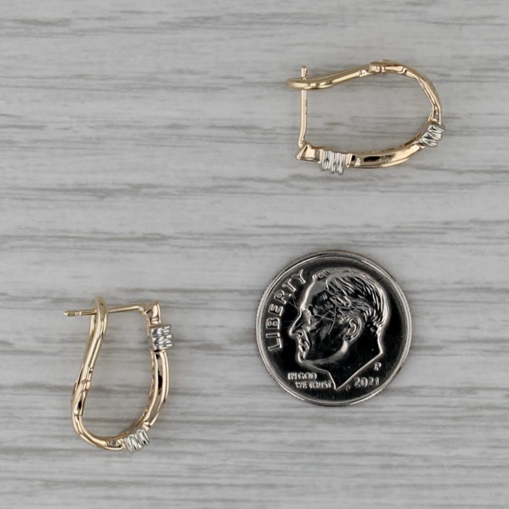 0.20ctw Diamond J-Hook Earrings 14k Yellow & White Gold Omega Backs