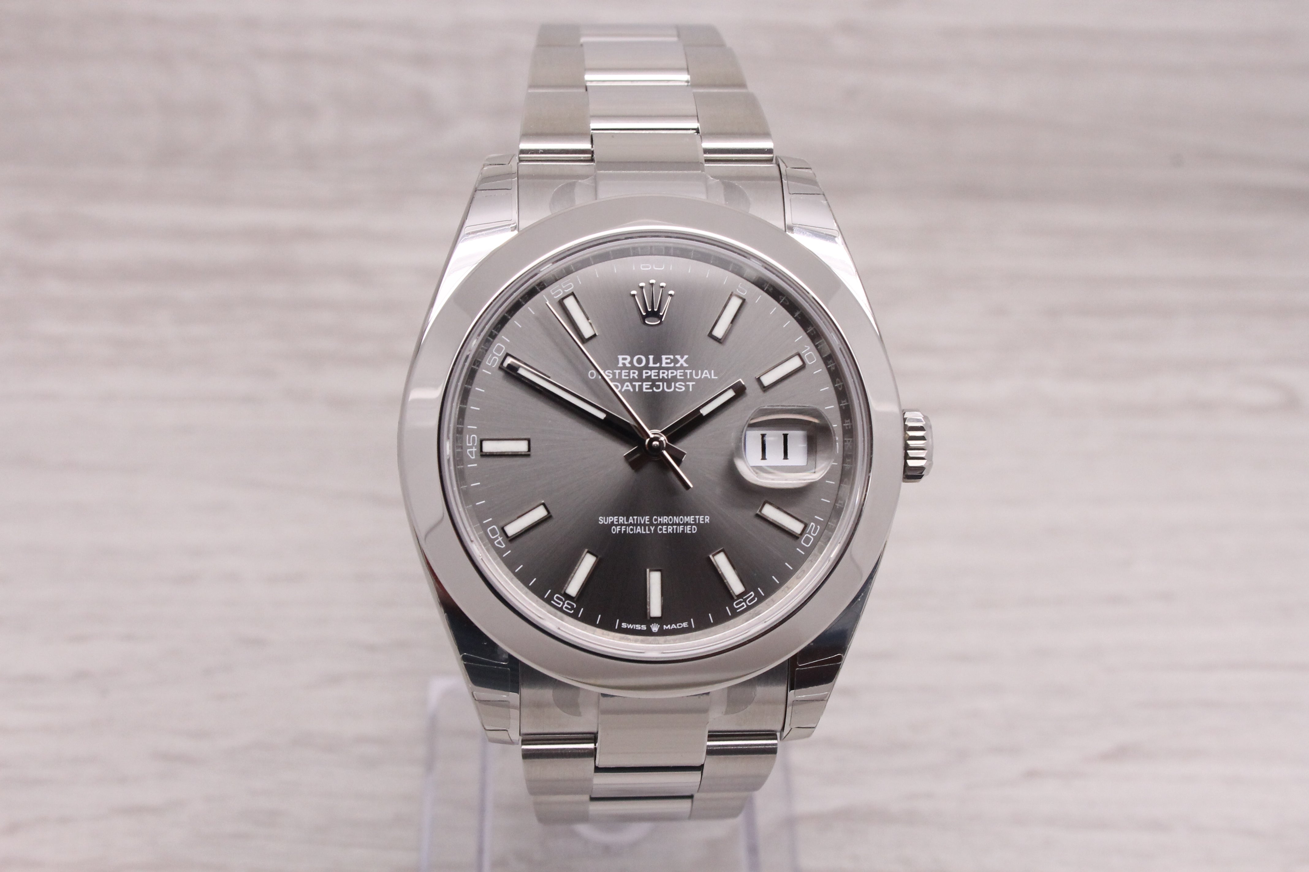 Gray 2023 Rolex 126300 Men 41mm Steel Datejust Watch Box Card Papers Unworn Stickered