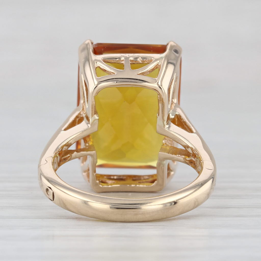12.30ct Lab Created Yellow Orange Sapphire 14k Yellow Gold Size 6 Arthritic Band