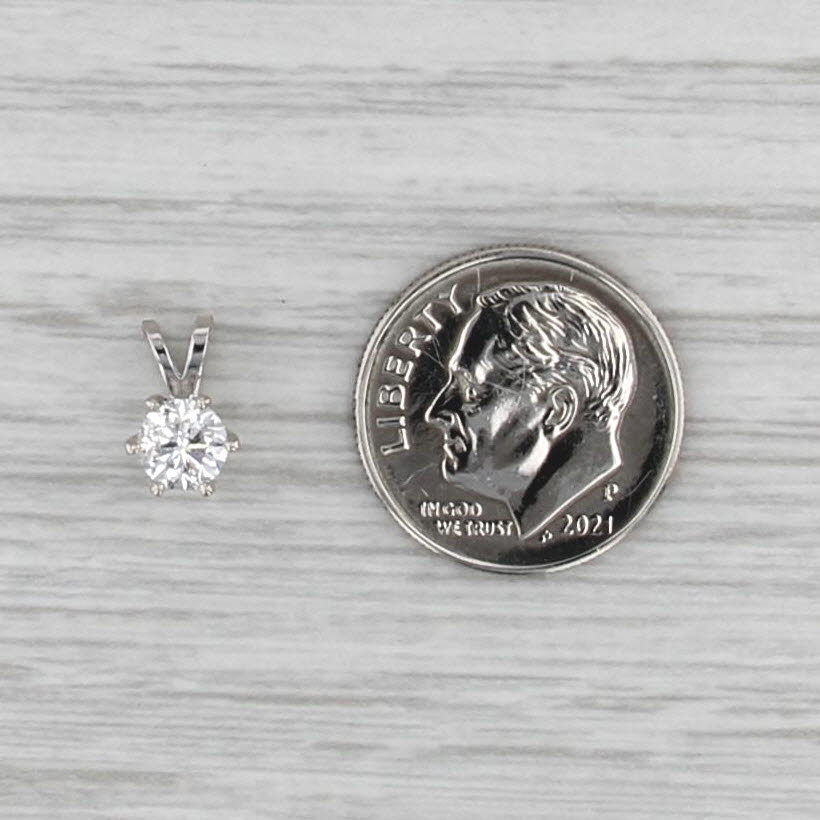 New 0.49ct Diamond Solitaire Pendant 14k White Gold 6 Prong Small Round Drop