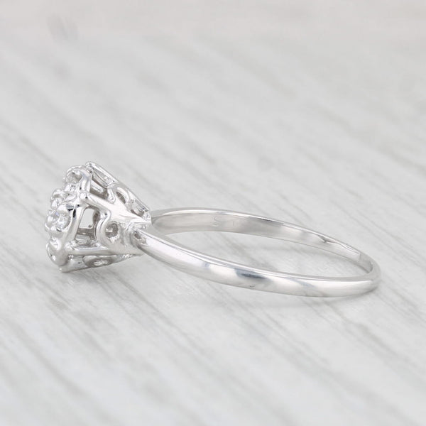 Vintage 0.23ctw Diamond Cluster Engagement Ring 14k White Gold Size 6