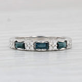 0.49ctw Blue Sapphire Diamond Ring 14k White Gold Stackable Wedding Band Sz 5.25