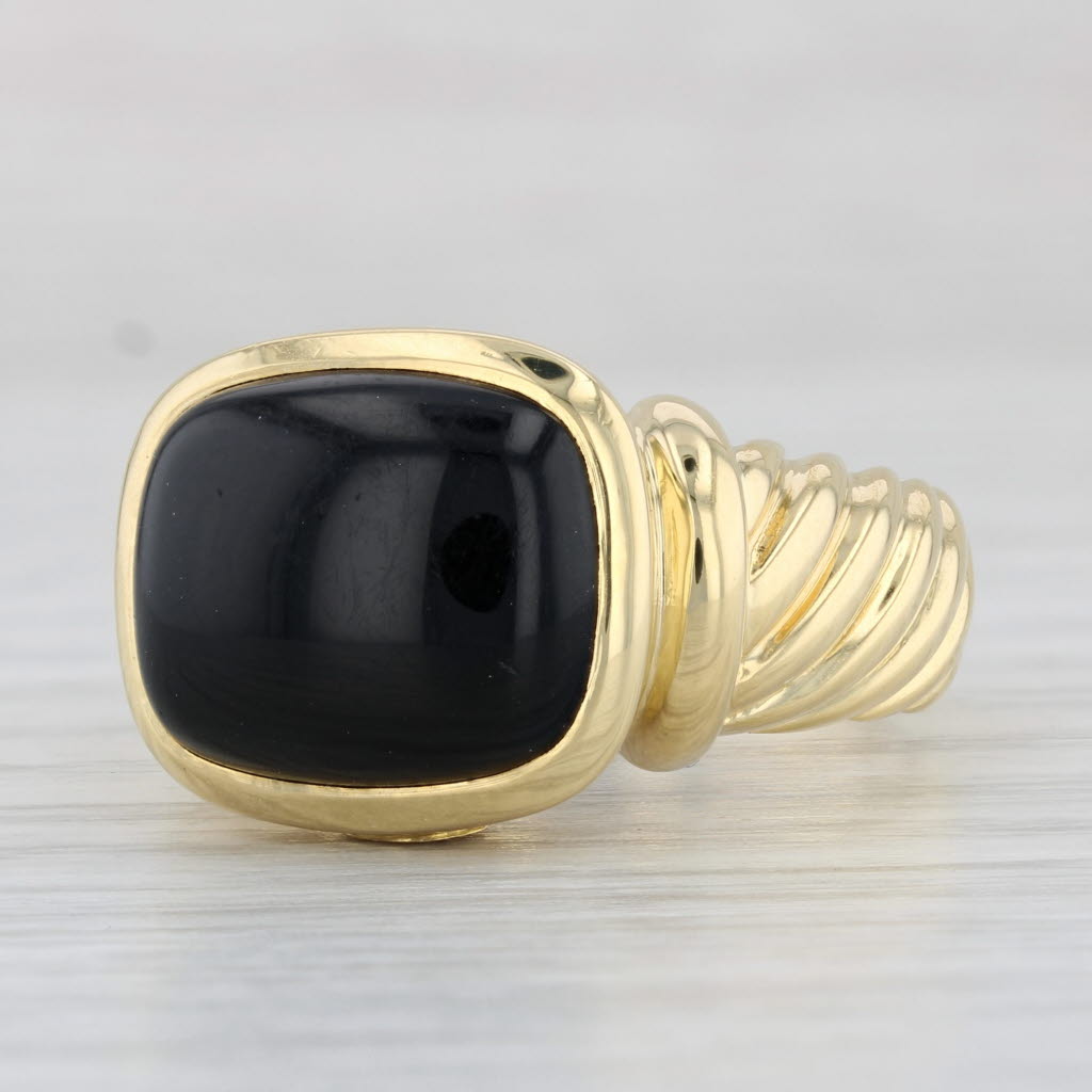 Light Gray David Yurman Onyx Noblesse Cable Ring 18k Yellow Gold Size 9.25 with Box