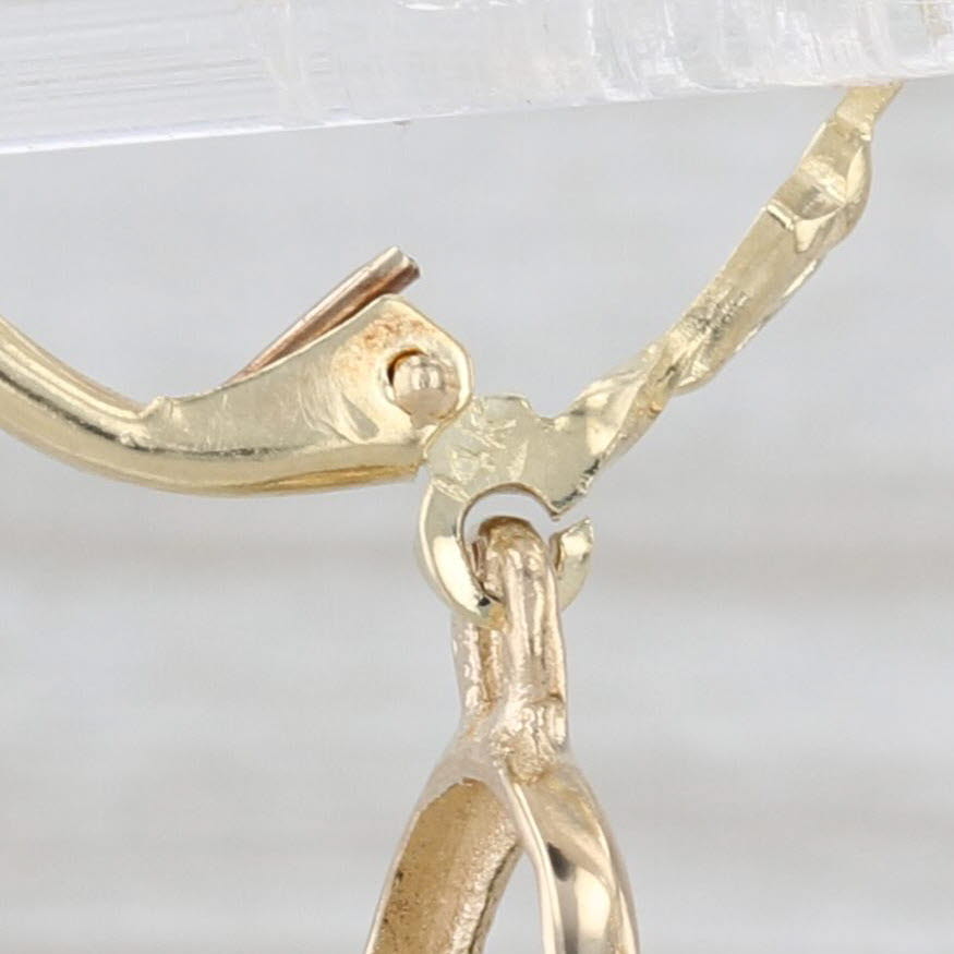 Blue Green Eilat Stone Dangle Earrings 14k Yellow Gold Lever Backs