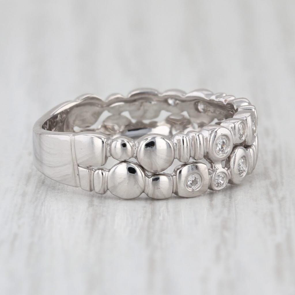 Sonia B 0.27ctw Diamond Double Band Ring 14k White Gold Wedding Stackable