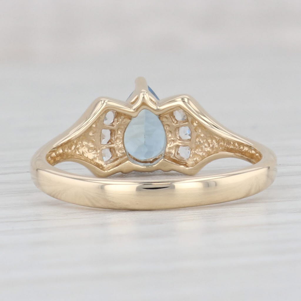 Light Gray 0.72ctw Pear Aquamarine Topaz Ring 14k Yellow Gold Size 7 March Birthstone