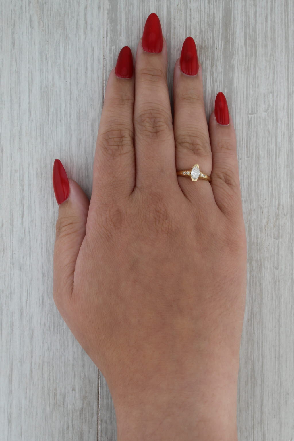 0.39ctw Marquise Diamond Engagement Ring 18k Yellow Gold Size 6.5