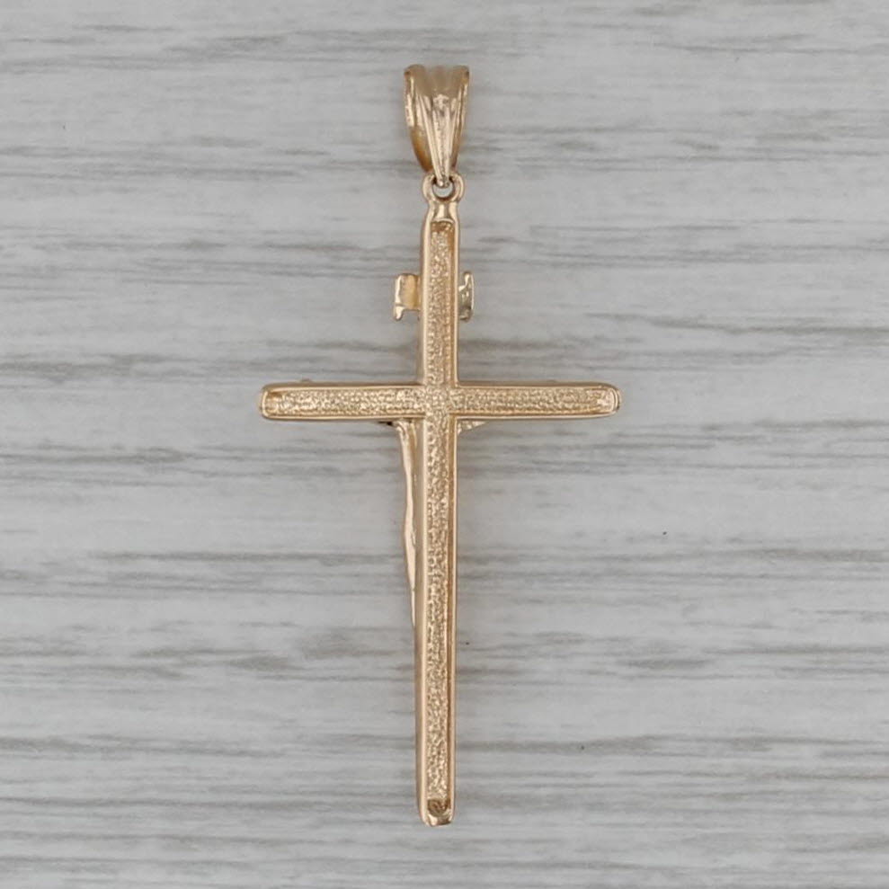 Crucifix Cross Pendant 18k Yellow Gold INRI Religious Jewelry