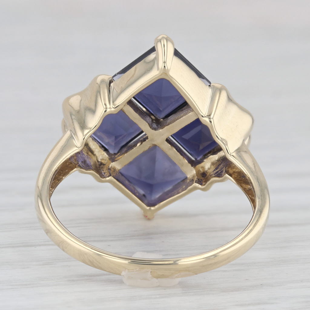 Light Gray 6.48ctw Purple Iolite Cocktail Ring 14k Yellow Gold Size 10.25