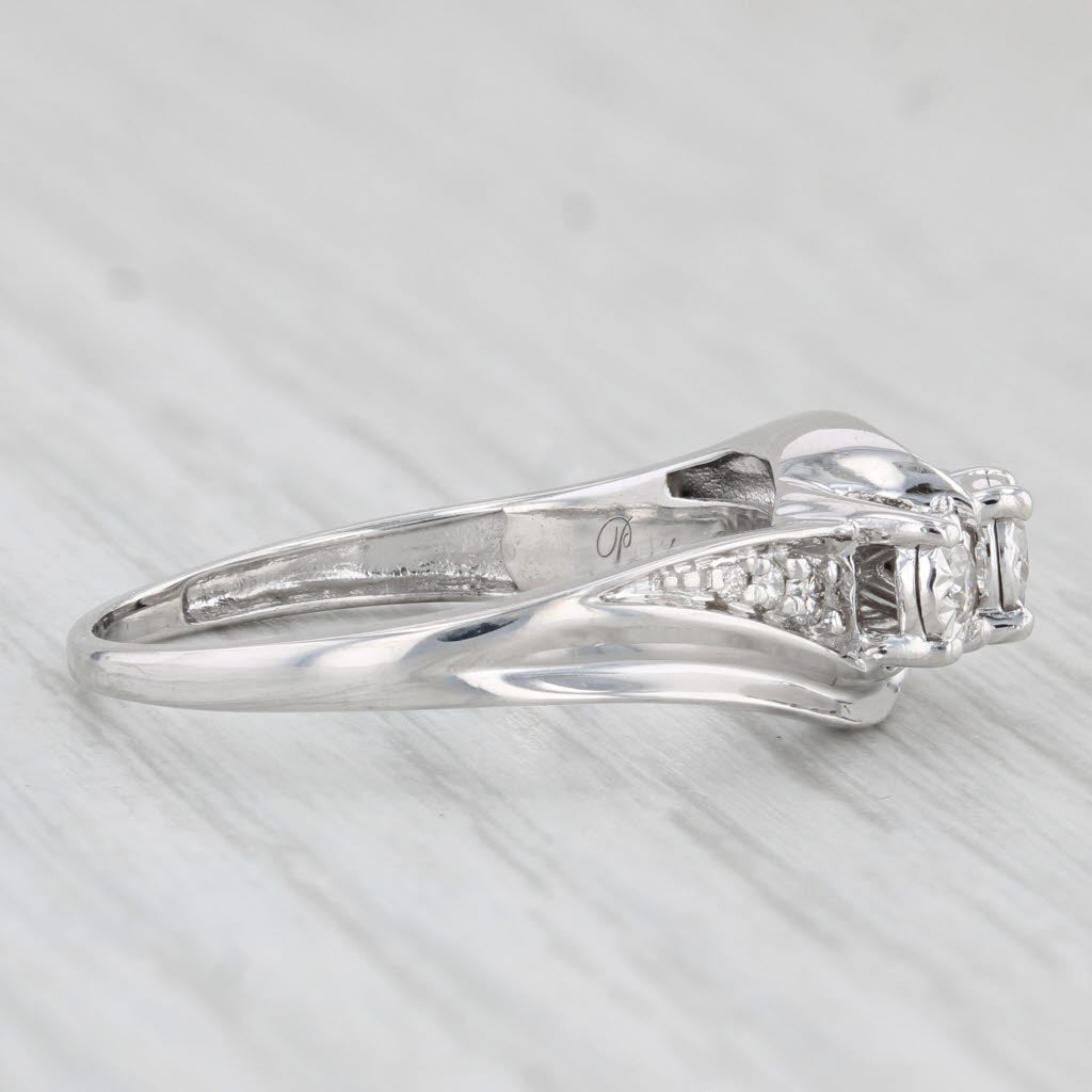 Light Gray 0.23ctw Diamond 3-Stone Engagement Ring 10k White Gold Size 8 Bypass