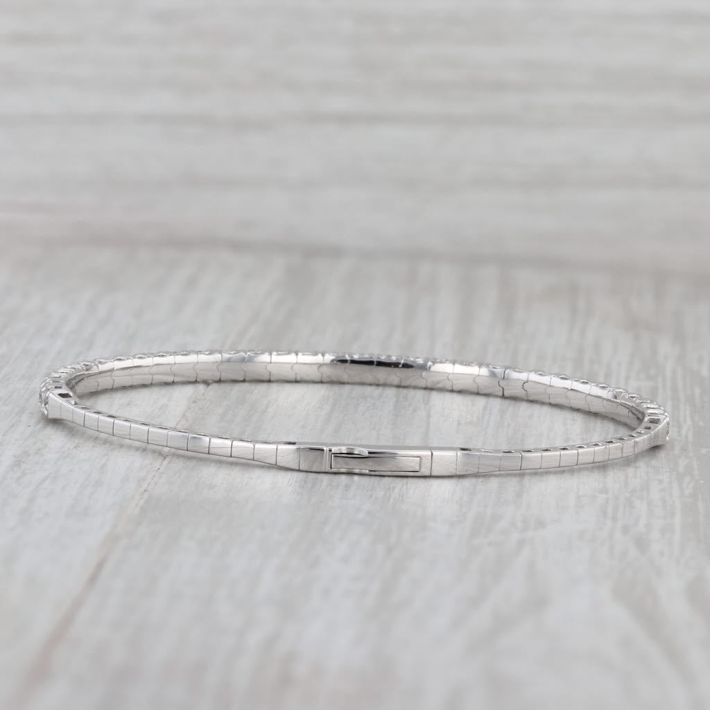 Gray New 1ctw Diamond Flexible Bangle Tennis Bracelet 14k White Gold 6.75"