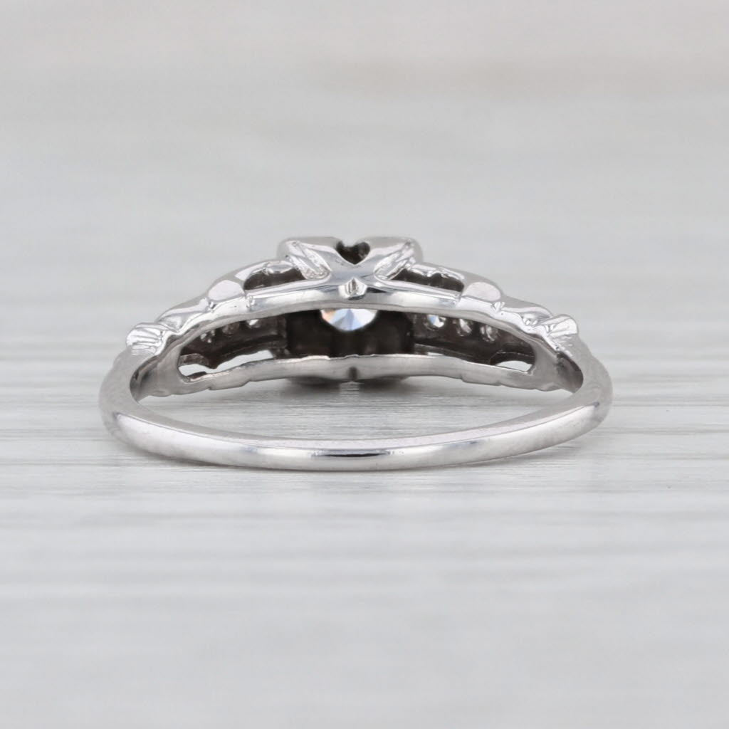 Vintage 0.13ctw Diamond Engagement Ring 14k White Gold Size 5.5