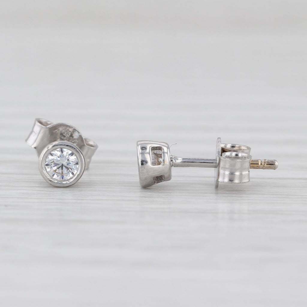 0.20ctw VS2 Round Bezel Set Diamond Stud Earrings 18k White Gold Studs