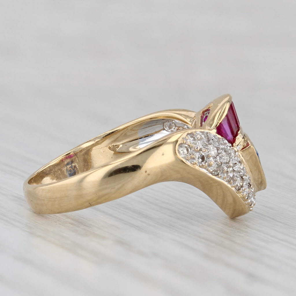 Gray 1.25ctw Ruby Sapphire Diamond Ring 18k Yellow Gold Size 6.5