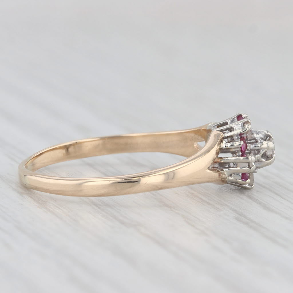 Light Gray 0.30ctw Diamond Ruby Flower Ring 14k Yellow Gold Size 10 Engagement