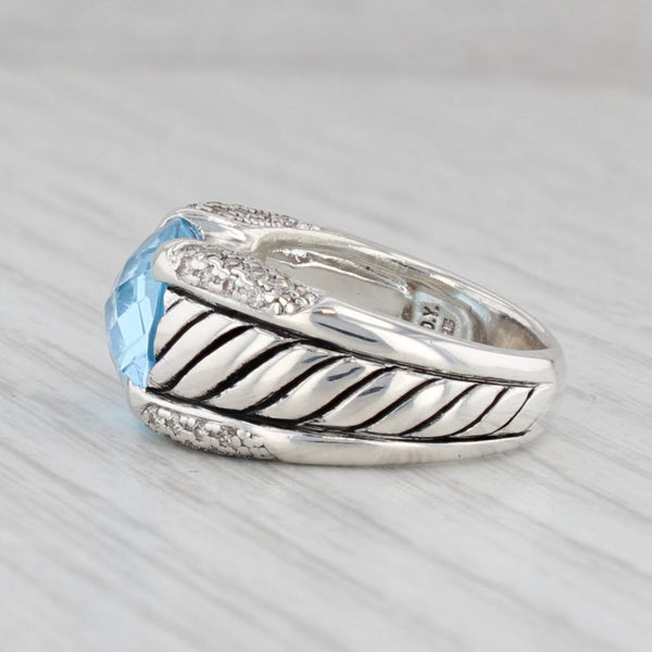 Gray David Yurman 6.10ctw Blue Topaz Diamond Ring Sterling Silver Size 6.25