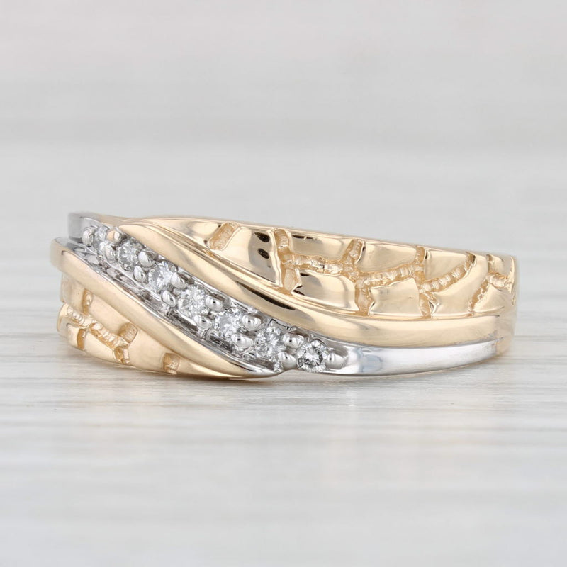 0.15ctw Diamond Men's Ring 14k Gold Nugget Size 10.75 Wedding Band