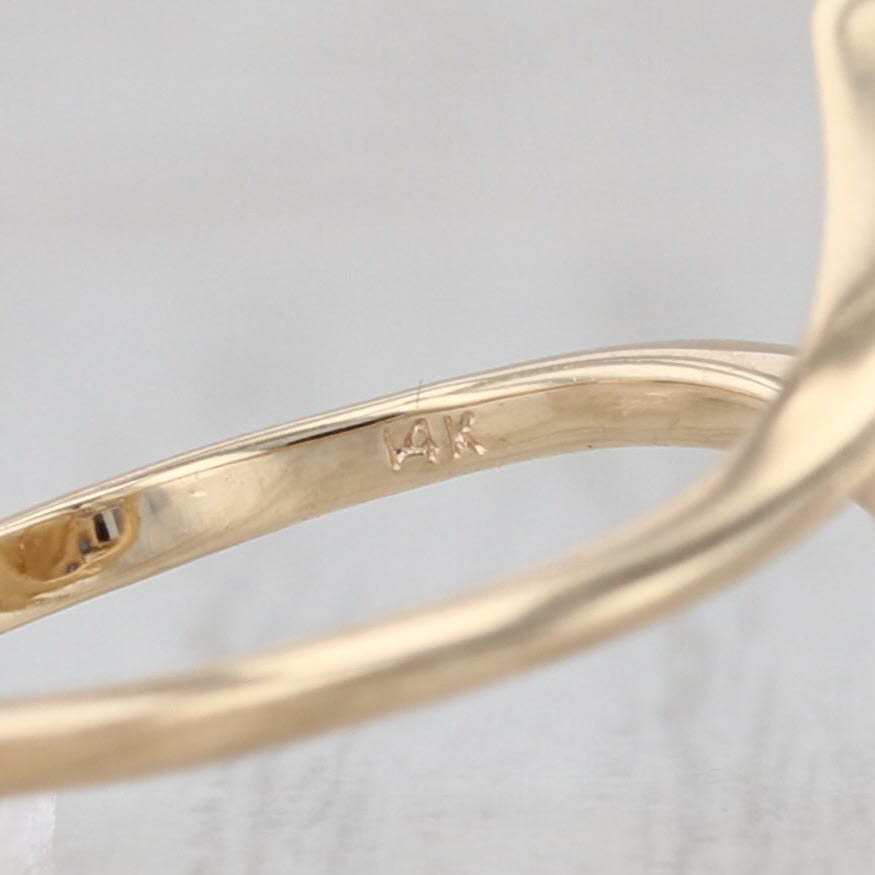 Cultured Pearl Blue Sapphire Halo Bypass Ring 14k Yellow Gold Size 7.25