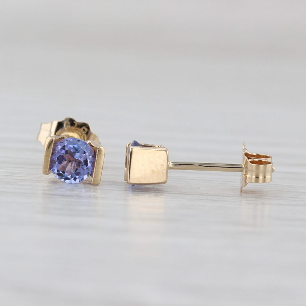 0.48ctw Round Tanzanite Stud Earrings 14k Yellow Gold Solitaire Studs