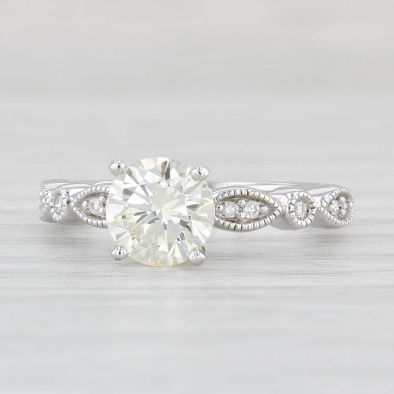 Light Gray 1.25ctw VS1 Round Diamond Engagement Ring 14k White Gold Size 5.25 GIA