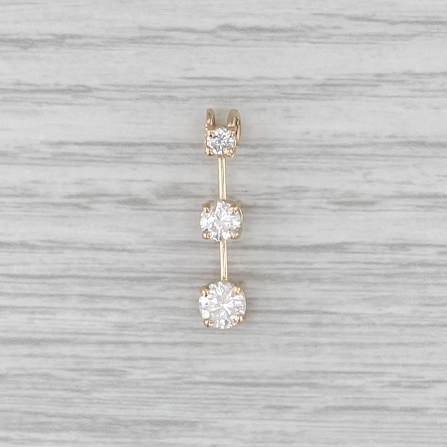 0.91ctw Diamond Graduated 3-Stone Journey Pendant 14k Yellow Gold Floating Drop