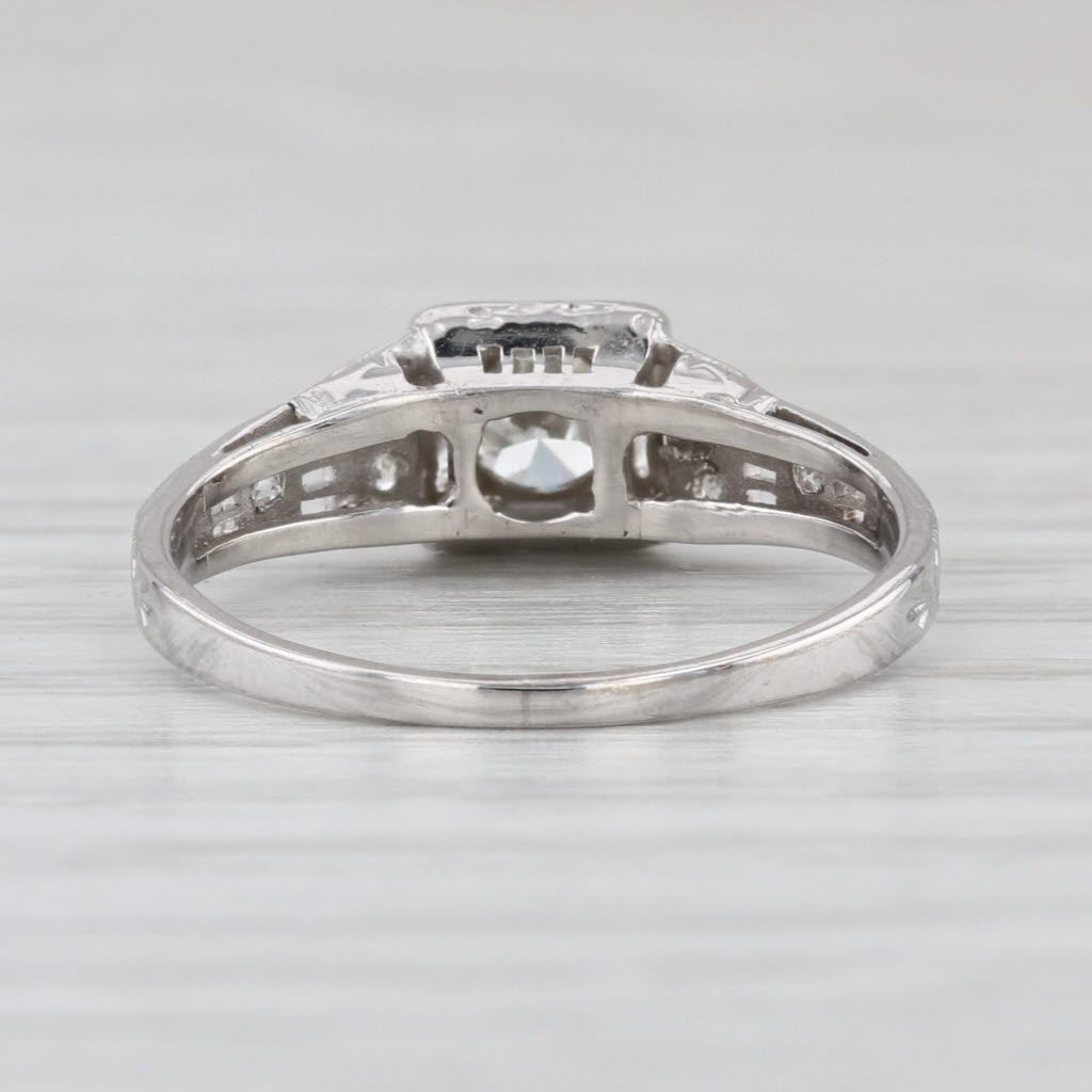 Vintage Art Deco 0.36ctw Diamond Engagement Ring 18k White Gold Size 6 Filigree