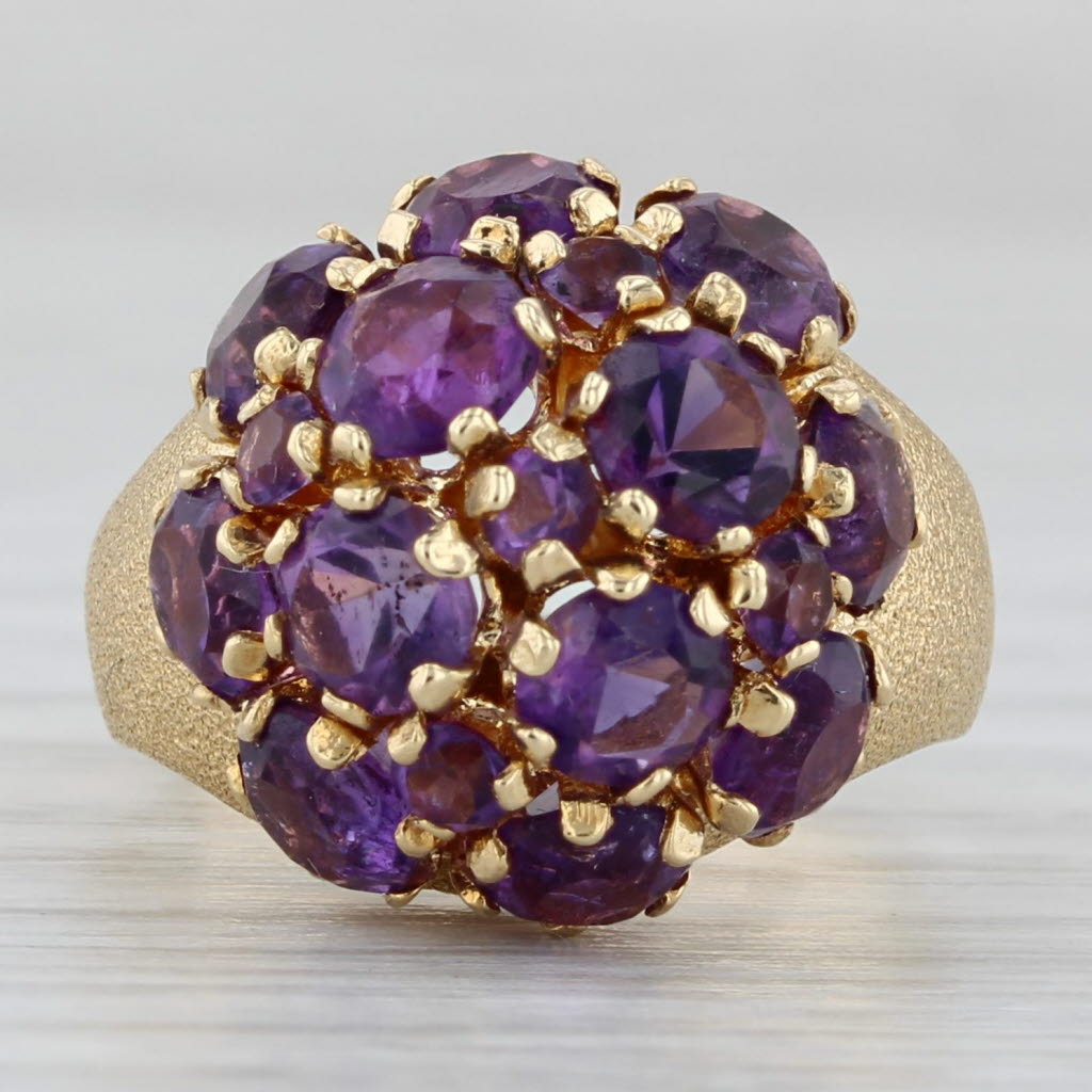 Gray 3.75ctw Amethyst Cluster Cocktail Ring 18k Yellow Gold Size 5.5