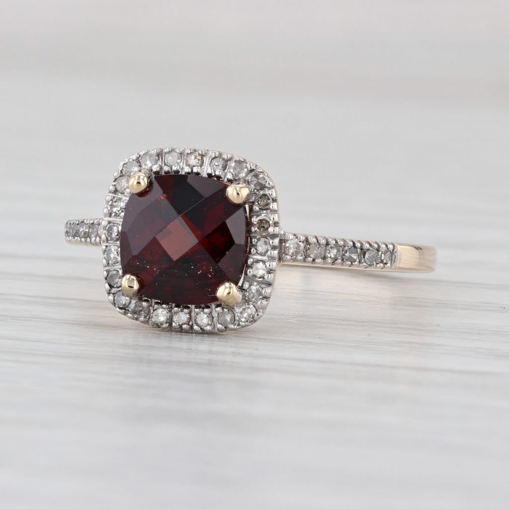 1.76ctw Garnet Diamond Halo Ring 14k Yellow Gold Size 7.25