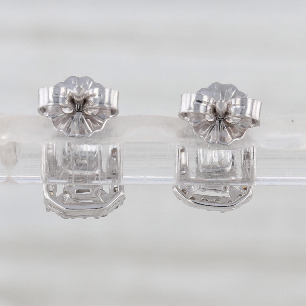 New Diamond Halo Stud Earrings 10k White Gold Studs