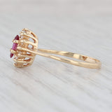 Light Gray 0.26ctw Marquise Ruby Diamond Halo Ring 10k Yellow Gold Size 6.5