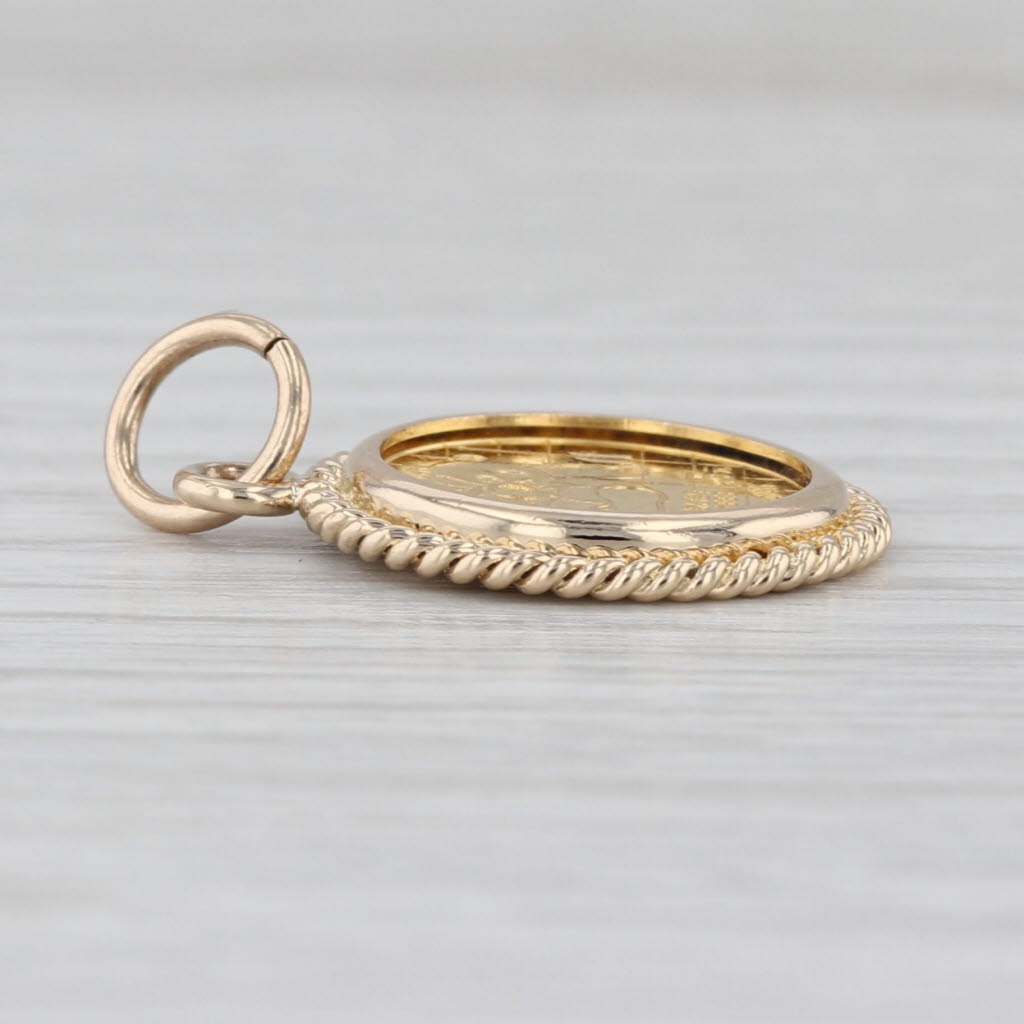 Chinese Panda Coin Pendant 14k 999 Gold 1989 5 Yuan 1/20oz Charm