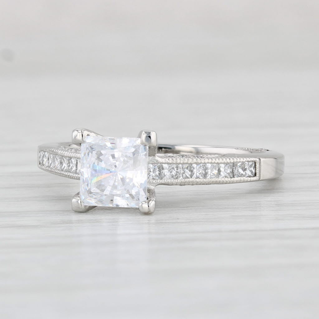 Light Gray New Tacori 0.39ctw Princess Diamond Engagement Ring Platinum Size 6.5