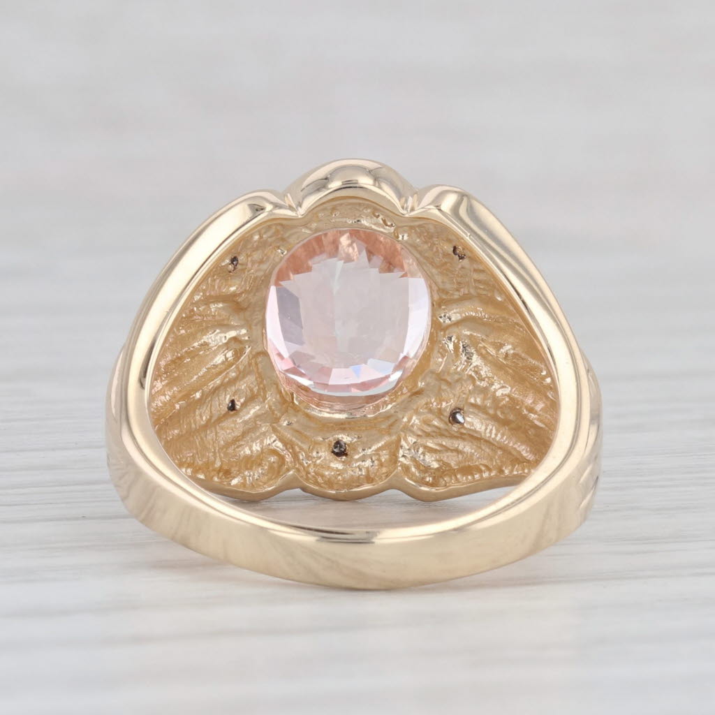 Light Gray 6.02ctw Oval Pink Mystic Topaz Diamond Ring 10k Yellow Gold Size 6