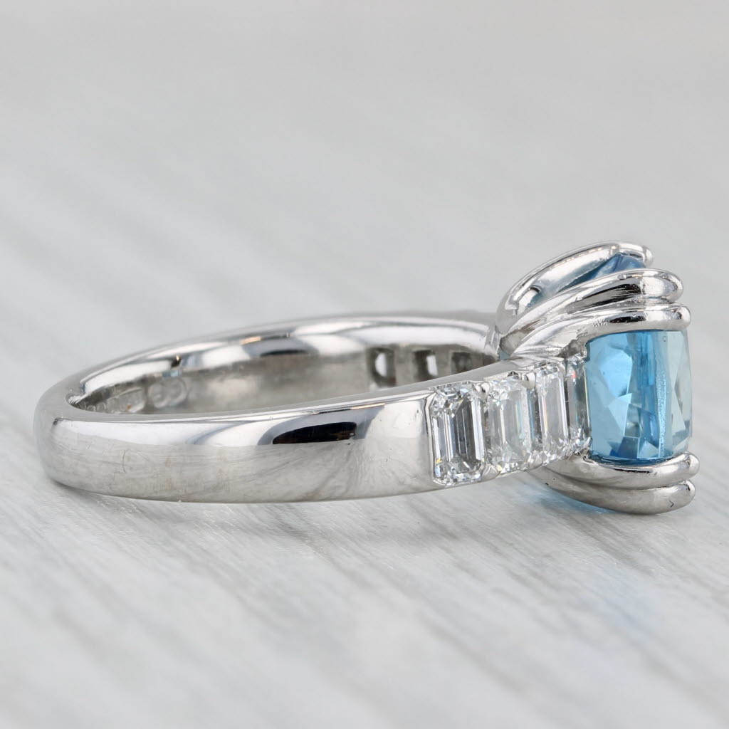 Light Gray 4.40ctw Aquamarine Diamond Ring Platinum Size 6