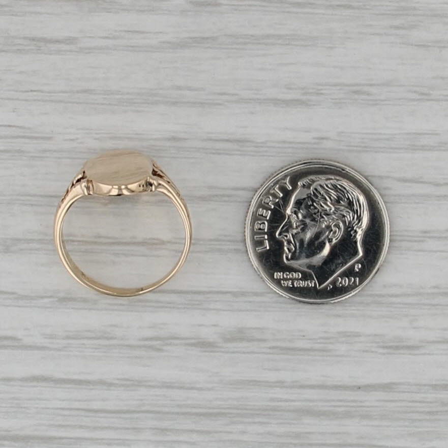 Engravable Vintage Signet Ring 10k Yellow Gold Size 4