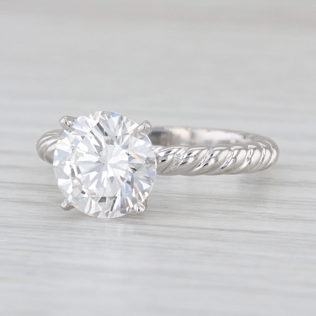 David Yurman 3.02ct Round Diamond SI1 E Ring w/ Box GIA Platinum Size 6.5