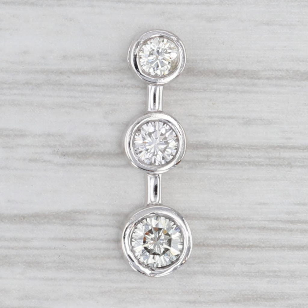 Light Gray 0.53ctw Diamond 3-Stone Journey Pendant 14k White Gold