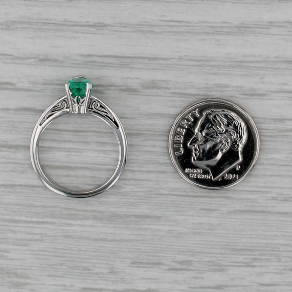 0.65ct Emerald Pear Solitaire Ring 14k White Gold Size 5 Engagement