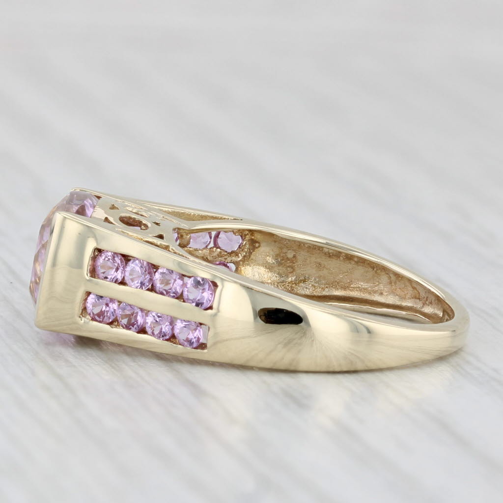 Light Gray 4.80ct Pink Sapphire Kunzite Ring 10k Yellow Gold Size 7