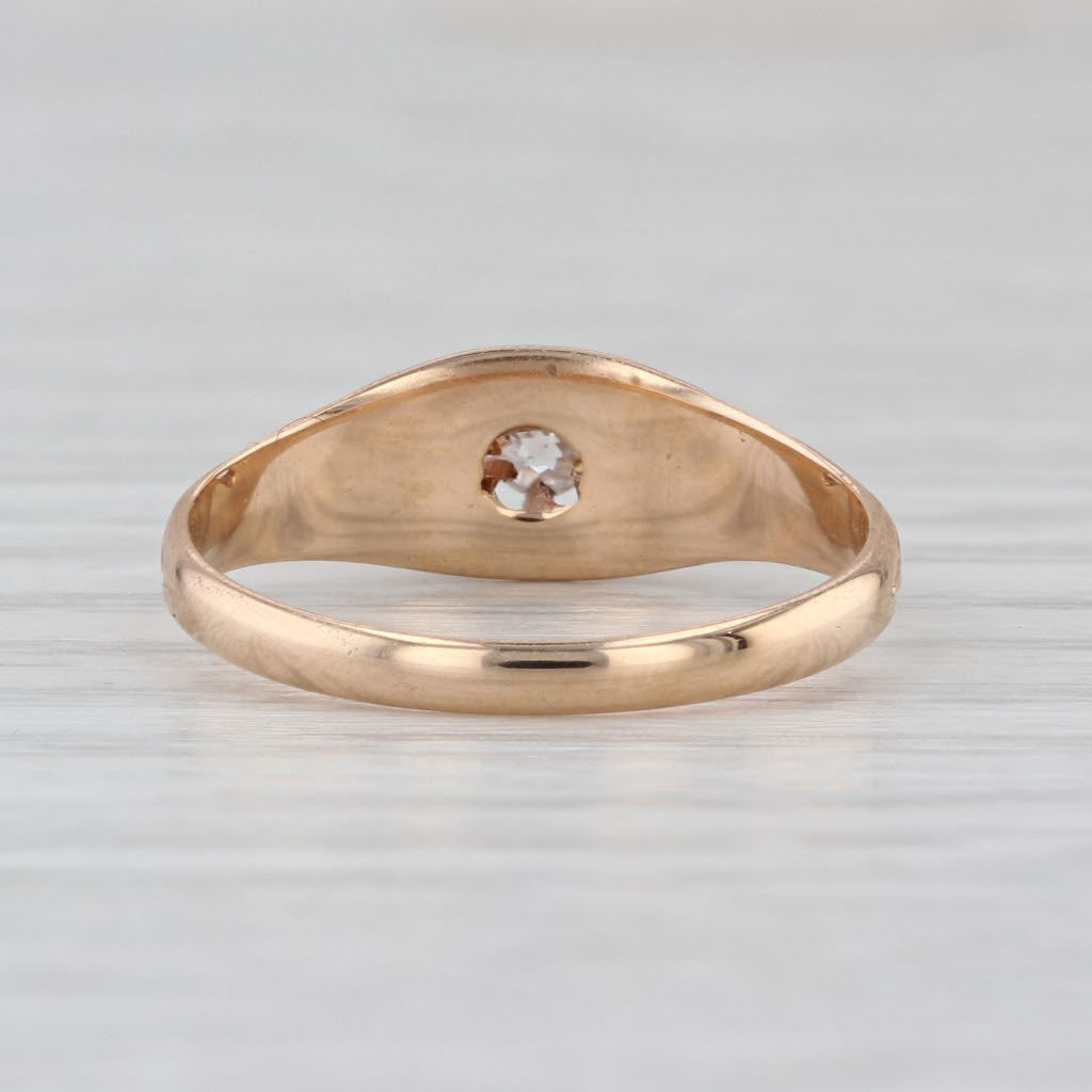 0.14ct Antique Old Mine Cut Diamond Solitaire Ring 14k Yellow Gold Size 6.75