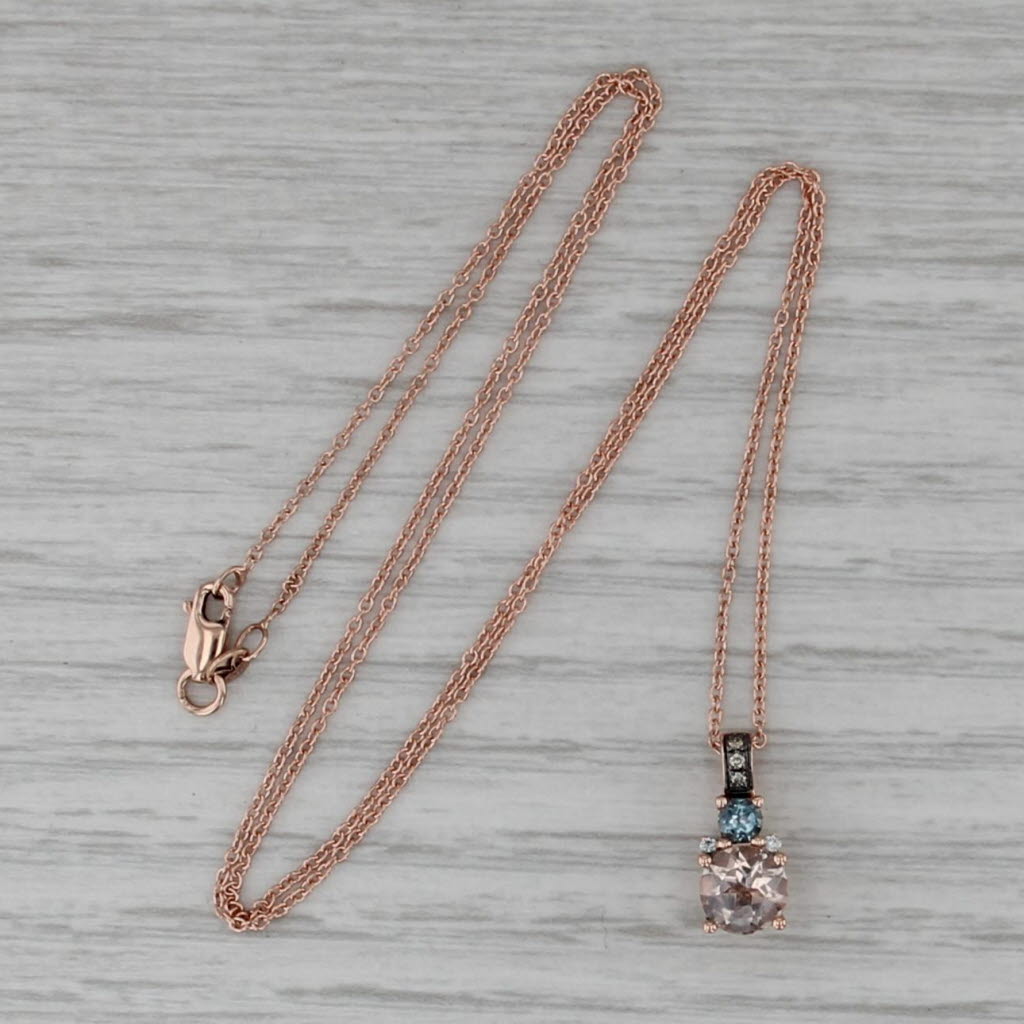 Le Vian 0.87ctw Morganite Aquamarine Diamond Pendant Necklace 14k Rose Gold