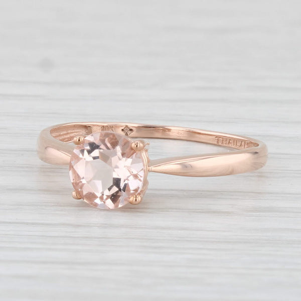 1ct Peach Pink Morganite Ring 10k Rose Gold Size 8.25 Round Solitaire Engagement
