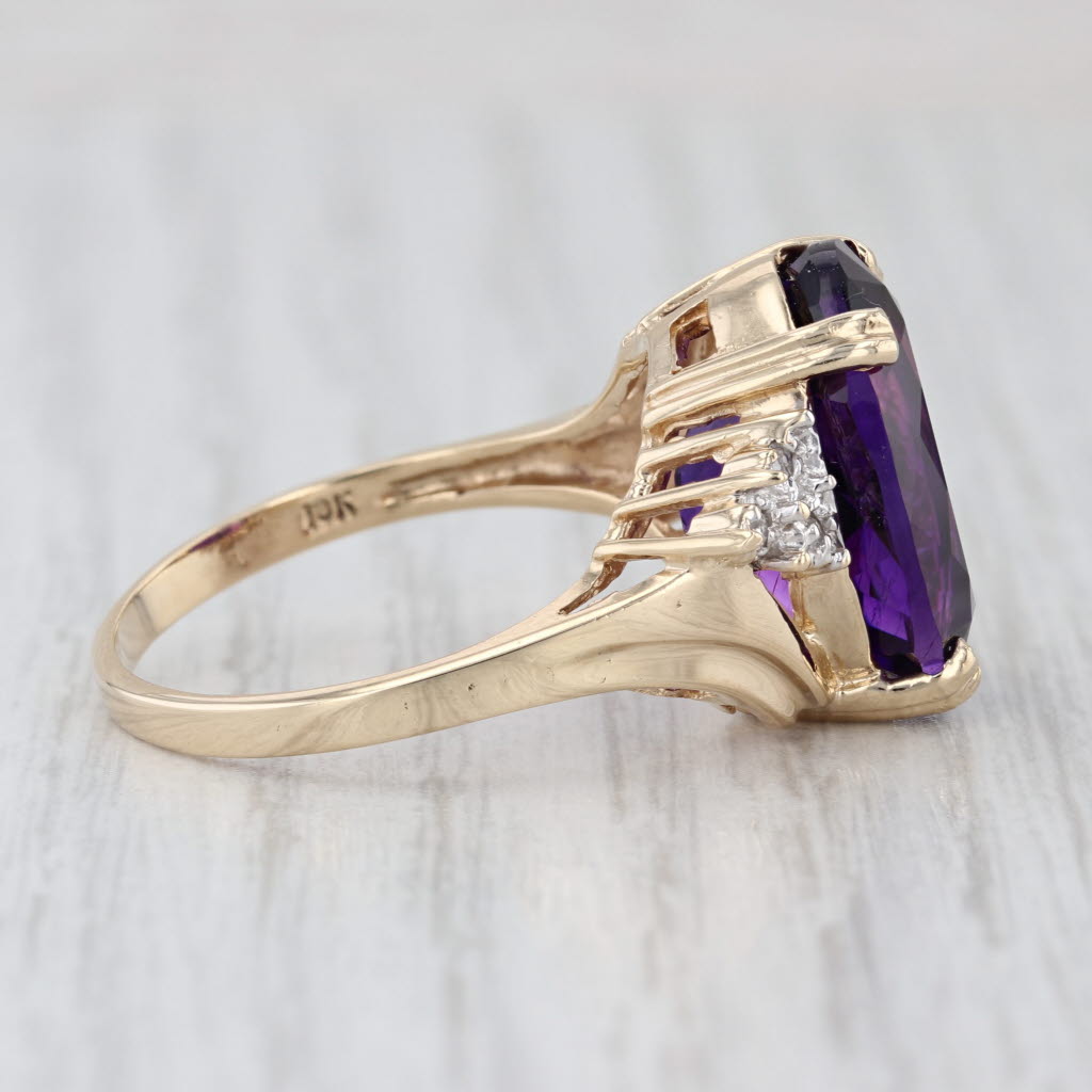 10.22ctw Oval Amethyst Diamond Ring 10k Yellow Gold Size 10