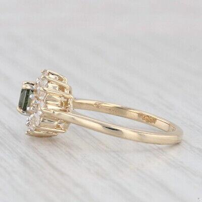 1ctw Green Sapphire White Sapphire Halo 14k Yellow Gold Size 7