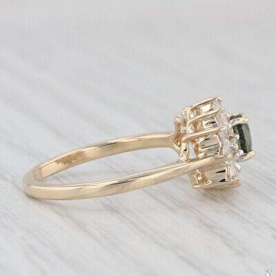 1ctw Green Sapphire White Sapphire Halo 14k Yellow Gold Size 7