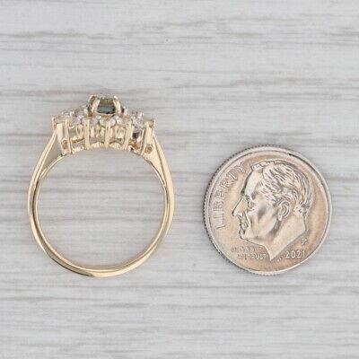 1ctw Green Sapphire White Sapphire Halo 14k Yellow Gold Size 7